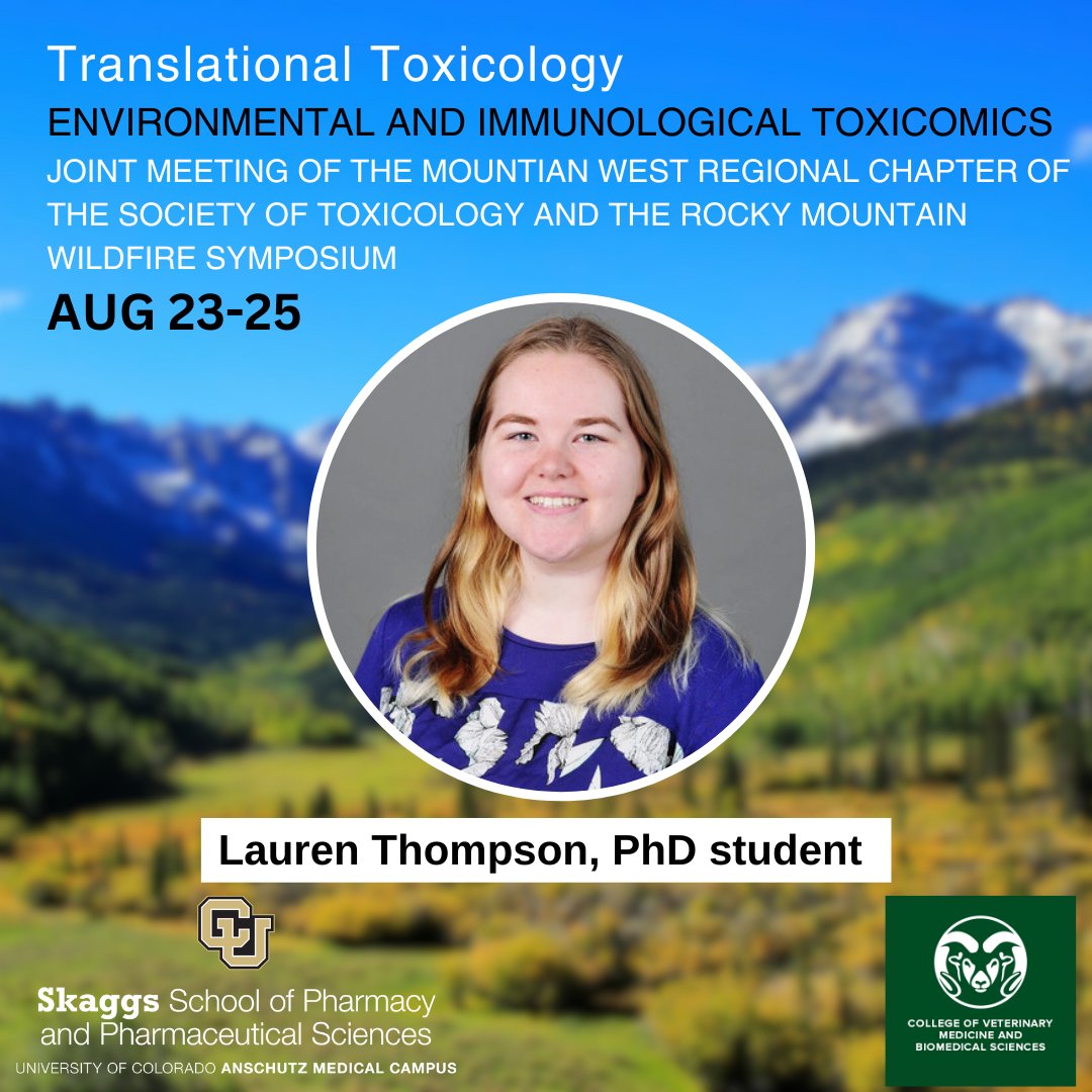 CUPharmacy's tweet photo. Good morning #Colorado! The #smokeysymposium continues today and we have THREE more students presenting during the organ-specific toxicity session; Arthur Stem, Lauren Thompson, and Daniel G. Foster #MWSOT #RMWSS https://t.co/Cpxi74qNmd