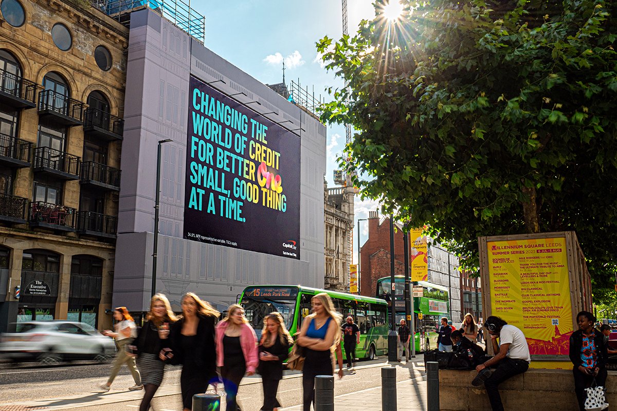 maximusmaximise's tweet photo. Our city centre mega banner brought @capitalone creative to life, bringing one big, good thing at a time.

#OOH #outofhome #advertising #megabanner https://t.co/4S7bqnZtC8