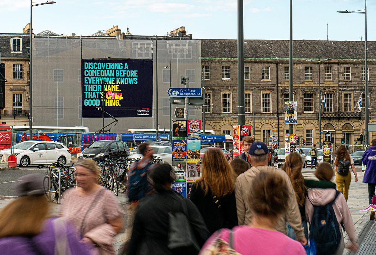 maximusmaximise's tweet photo. Our city centre mega banner brought @capitalone creative to life, bringing one big, good thing at a time.

#OOH #outofhome #advertising #megabanner https://t.co/4S7bqnZtC8