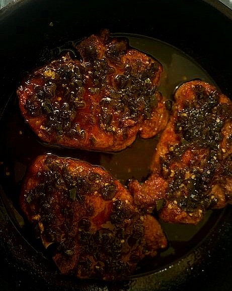 Sweet and Spicy pork chops! This photo was sent to us by a chef using Saucy Rebellion Candied Jalapenos and we're in love. 
Fight to Feast Well. #saucyrebellion #candiedjalapenos #chefinspiration #fighttofeastwell