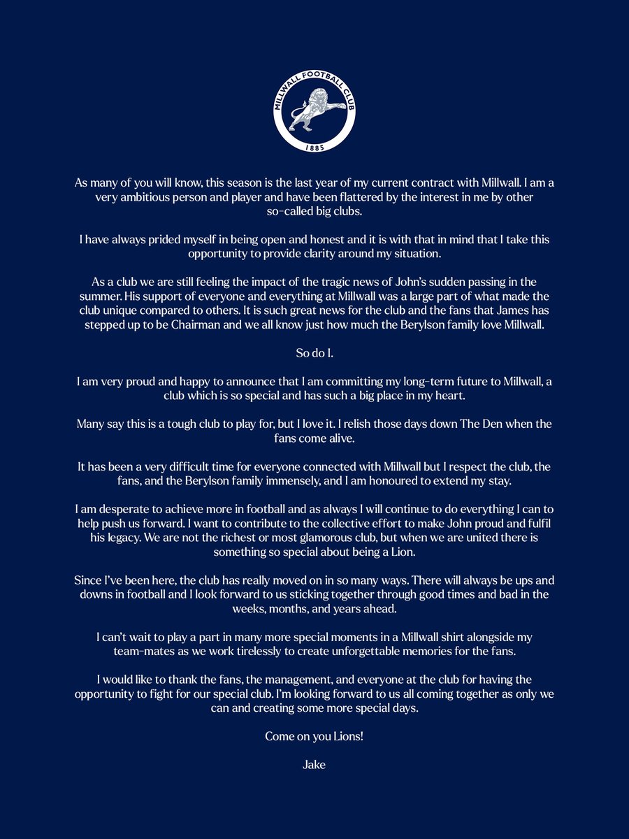 MillwallFC's tweet image. ✉️ An open letter from Jake Cooper.

#Millwall