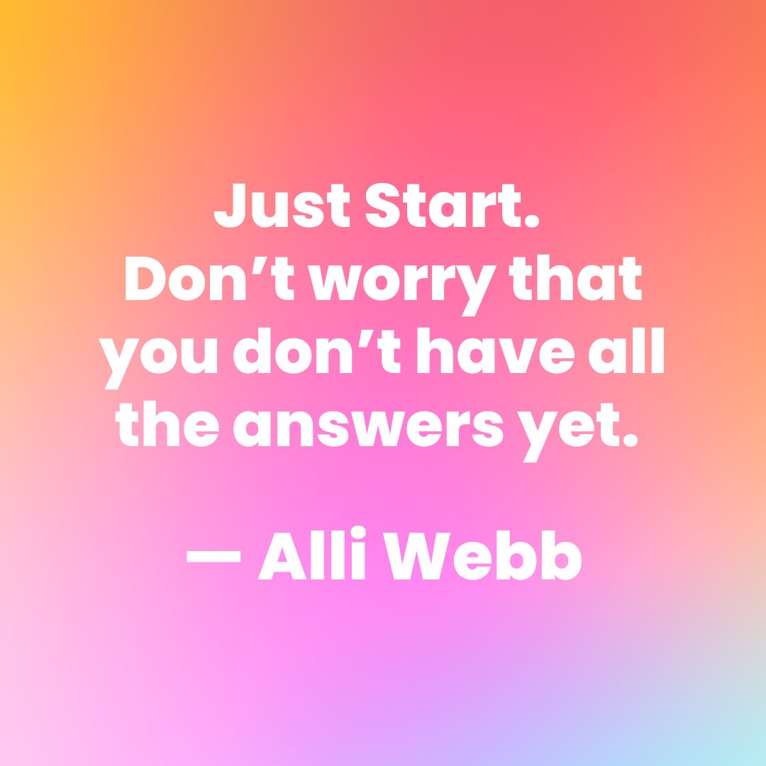 Just Start. Don’t worry that you don’t have all the answers yet. 

#SmallBusinessOwner #Resilience #EntrepreneurLife #SmallBusinessGrowth #AnyTask #SmallBusiness #JustStart #MotivationalQuote