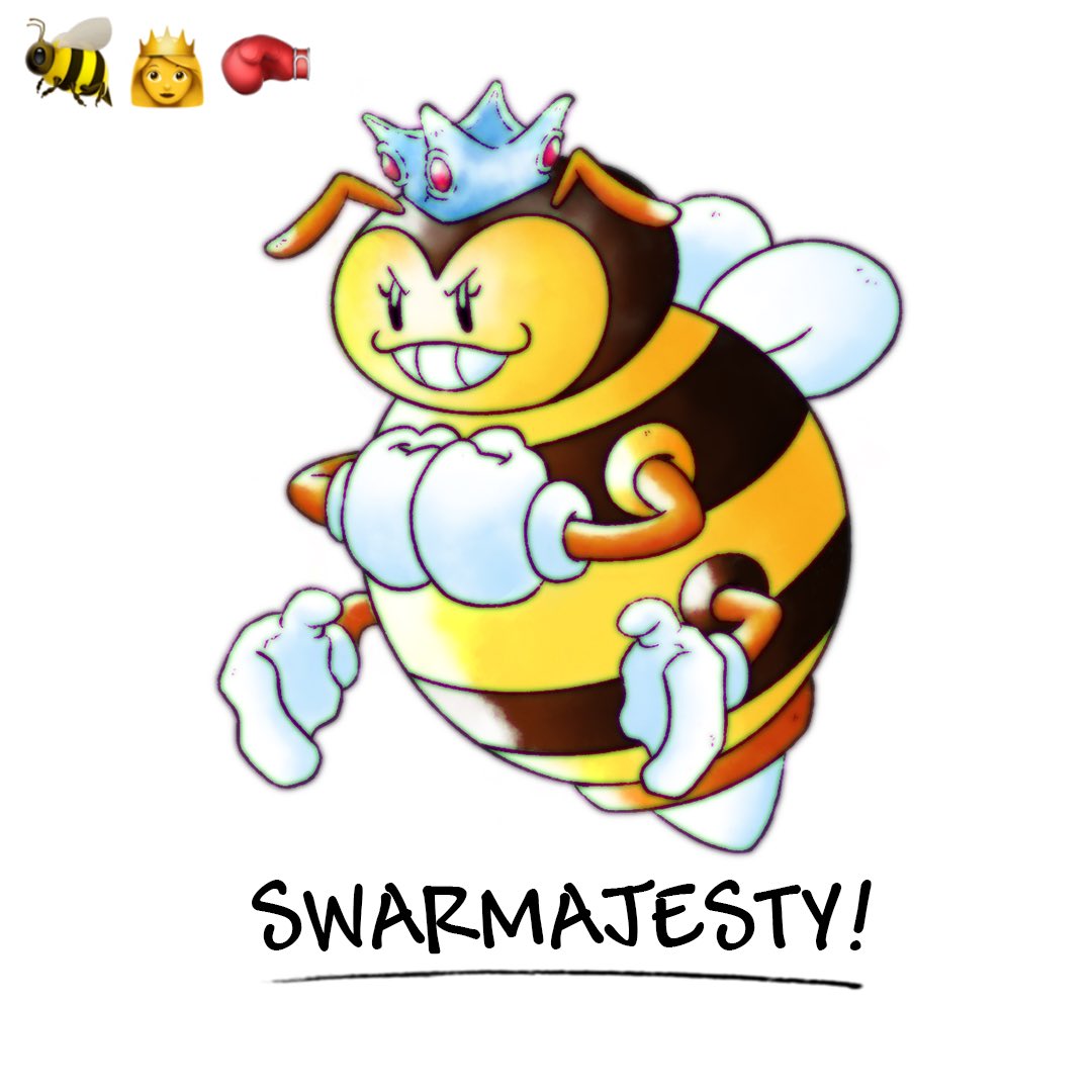 Doodle_Dayzz's tweet photo. Make way for Swarmajesty or receive a right hook! 

#Emojimon #fakemon #gamedesign #Pokemon https://t.co/cbOwUj91YT