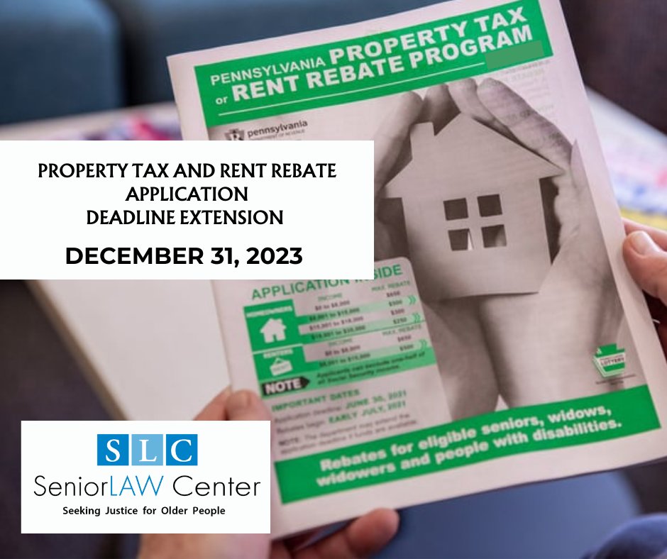 The deadline for older residents of Pennsylvanians to apply for rebates on rent and property taxes paid in 2022 has been extended to December 31, 2023. For more information about the rebate program and how to apply is available here: revenue.pa.gov/IncentivesCred…