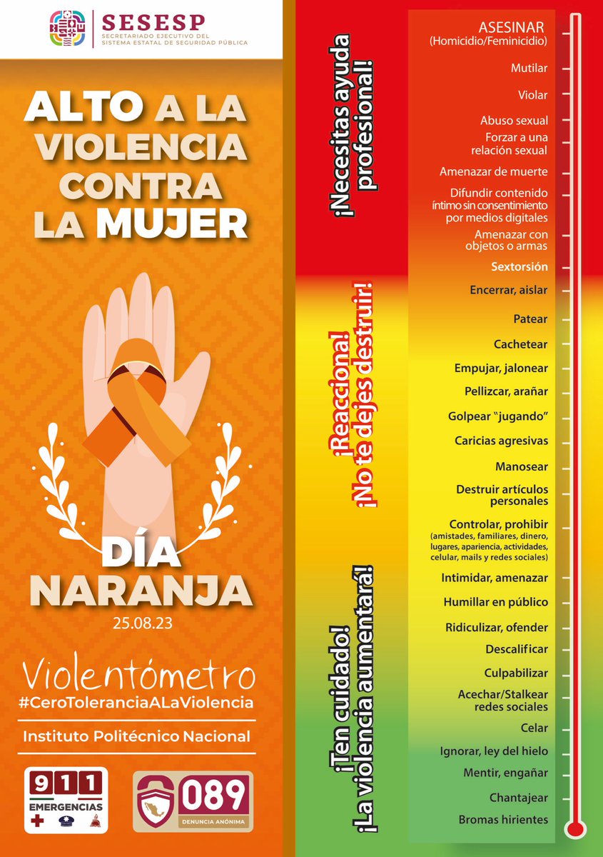KarinaBaronO's tweet photo. El #DíaNaranja, es un día para actuar, generar conciencia y prevenir la violencia contra mujeres y niñas.

Conoce el Violentometro y pon un alto a la violencia contra la mujer. #CeroToleranciaALaViolencia.

Juntas podemos vivir en #PazYJusticia. https://t.co/aI7cgwH0hY