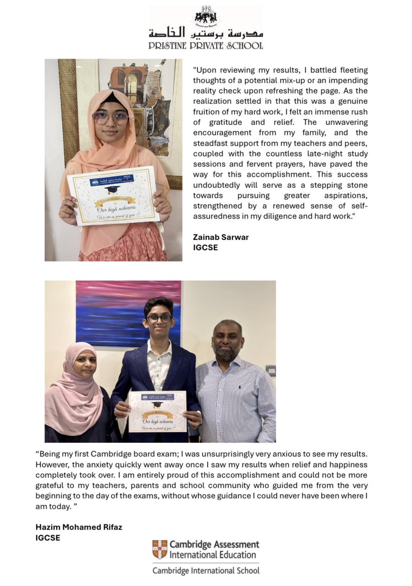 PristineSchool's tweet photo. @CambridgeInt #IGCSE results!π
A fulfilling culmination of amazing learning & hard work by our incredibly talented #PristineSecondary students. Big shoutout to the teachers & parents for their rock solid support. Bravo! π #OnwardandUpward #creatingpathwaysofexcellence https://t.co/S5MZkrtdLf