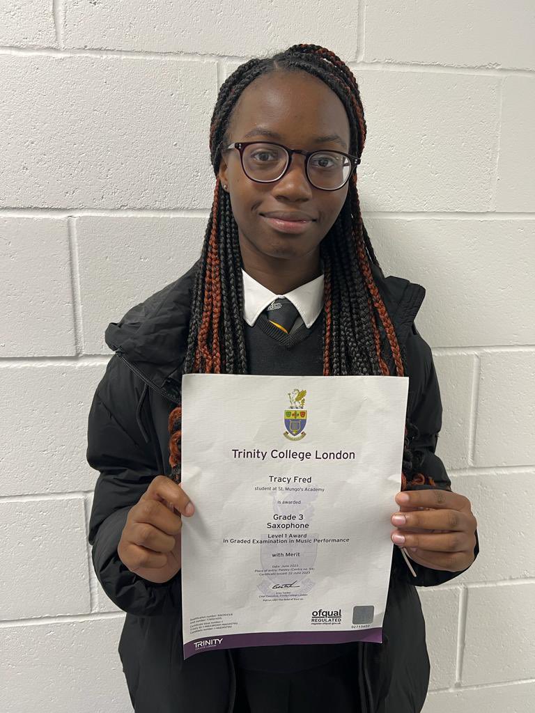 StMungosFoPA's tweet photo. Congratulations to Tracy who achieved her ABRSM grade3 saxophone and Amelia who achieved grade2 piano and grade3 flute we are a very proud department @StMungosAcademy 🌟 https://t.co/hHd7tS3IYY