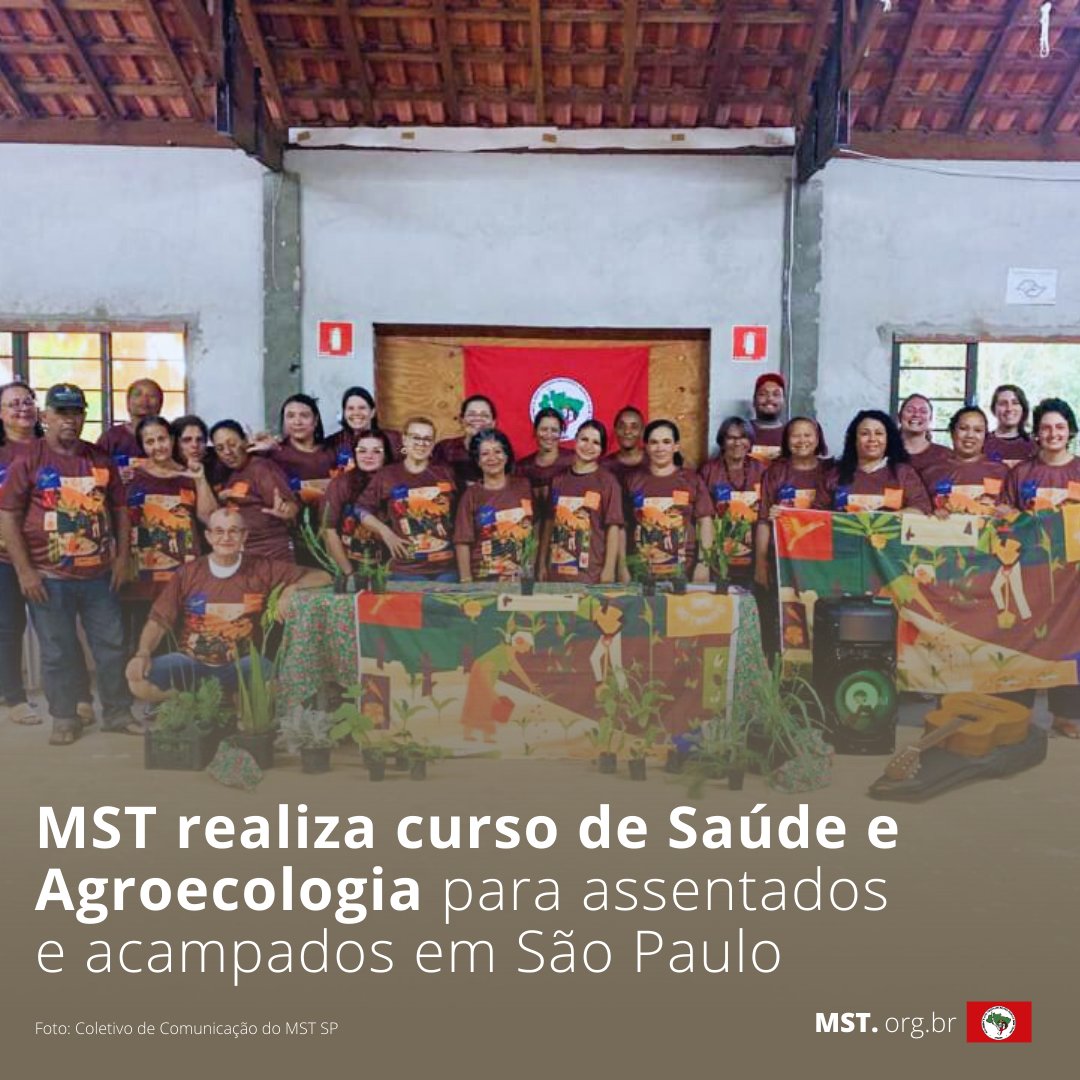 MST_Oficial's tweet photo. 👩🏾‍⚕️ Atividade teve o objetivo de aprofundar saberes populares em saúde e sua relação com a Agroecologia nos territórios da Reforma Agrária no estado.

📲 SAIBA MAIS: https://t.co/UoyMY1EiRd

#TodosPelaReformaAgrária #TôComMST #MSTemSP #SaúdeSemTerra https://t.co/6eJPHeQxUW