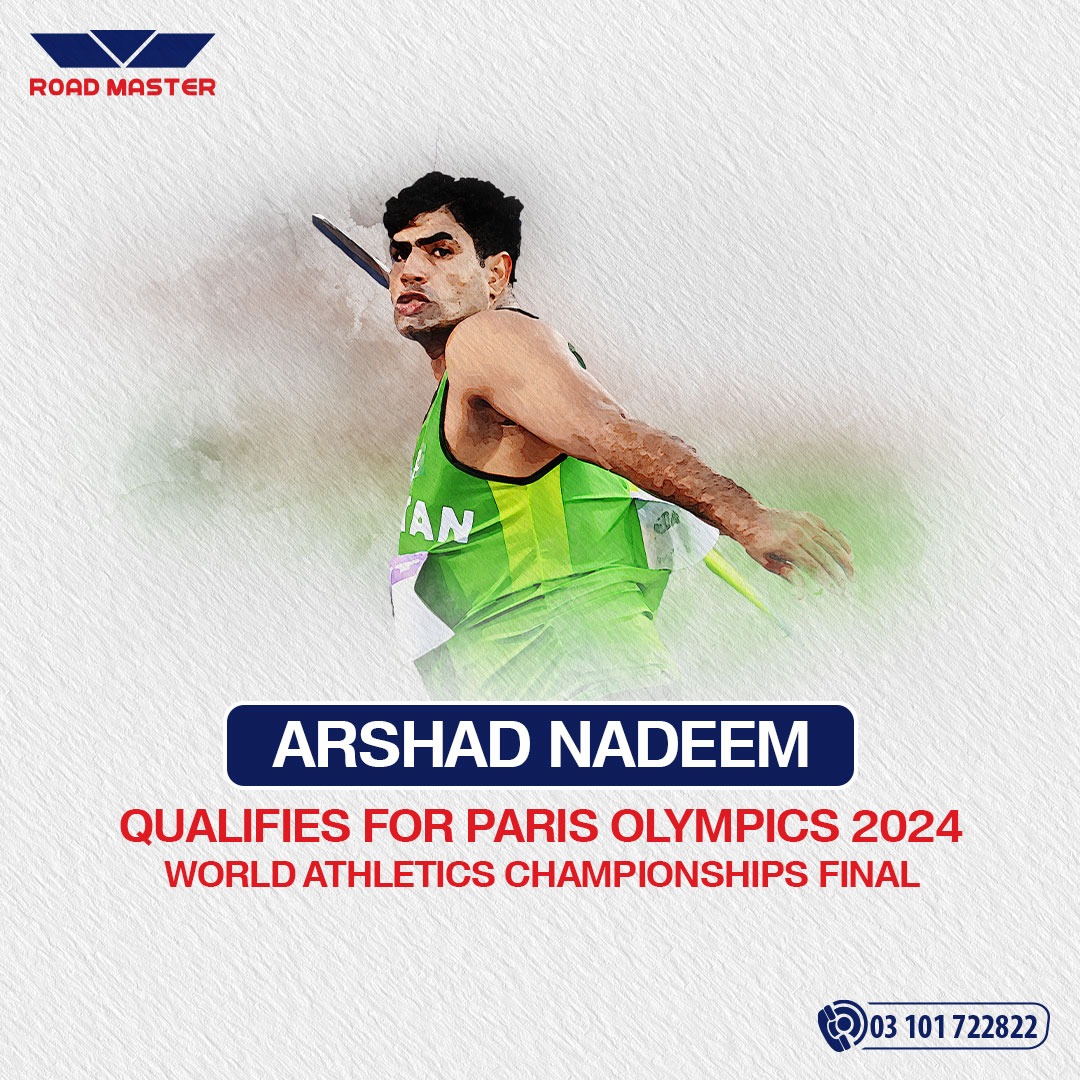 Congratulations Arshad Nadeem has qualified for the Paris Olympics with a throw of 86.79m in the final attempt. He has also qualified for the final of World Athletics.

#RoadMaster #TravelWithTheMaster #ArshadNadeem #OlympicsQualifier #ParisOlympics2024 #AthleticsAchievement