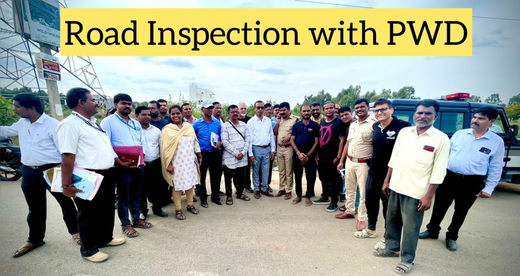 CivicOp_india's tweet photo. As arranged by @osd_cmkarnataka, the officials re-inspected our areas of concern. The team comprises PWD, BWSSB, Panchayath, Police & Traffic officials. We were also invited to accompany the team. The following action points were finalized:

Immediate (15 days):
1) Relaying of Doddamara road from Ambedkar statue to Notredame Academy by @chairmanbwssb.
2) Fixing of all the potholes with concrete and tar from Notredame Academy to Dinne Circle by @chairmanbwssb.
3) Cleanliness of the area would be monitored by PDO on regular basis.

Short Term (1-2 months):
1) DPR of the complete drainage system for Doddamara Road by PWD engineers.

We are thankful to @siddaramaiah and @DKShivakumar's office and all the officials for mobilizing different departments. 🙏🏻