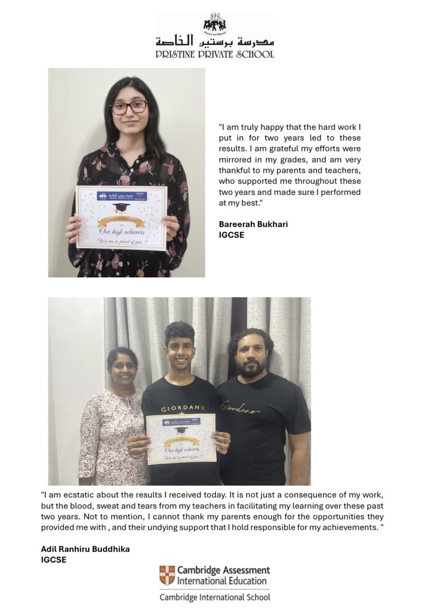 PristineSchool's tweet photo. @CambridgeInt #IGCSE results!πA fulfilling culmination of years of amazing learning & hard work by our incredibly talented #PristineSecondary students. Big shoutout to their teachers & parents for their rock solid support! Bravo!π #OnwardandUpward #creatingpathwaysofexcellence https://t.co/YZqlETdgaC