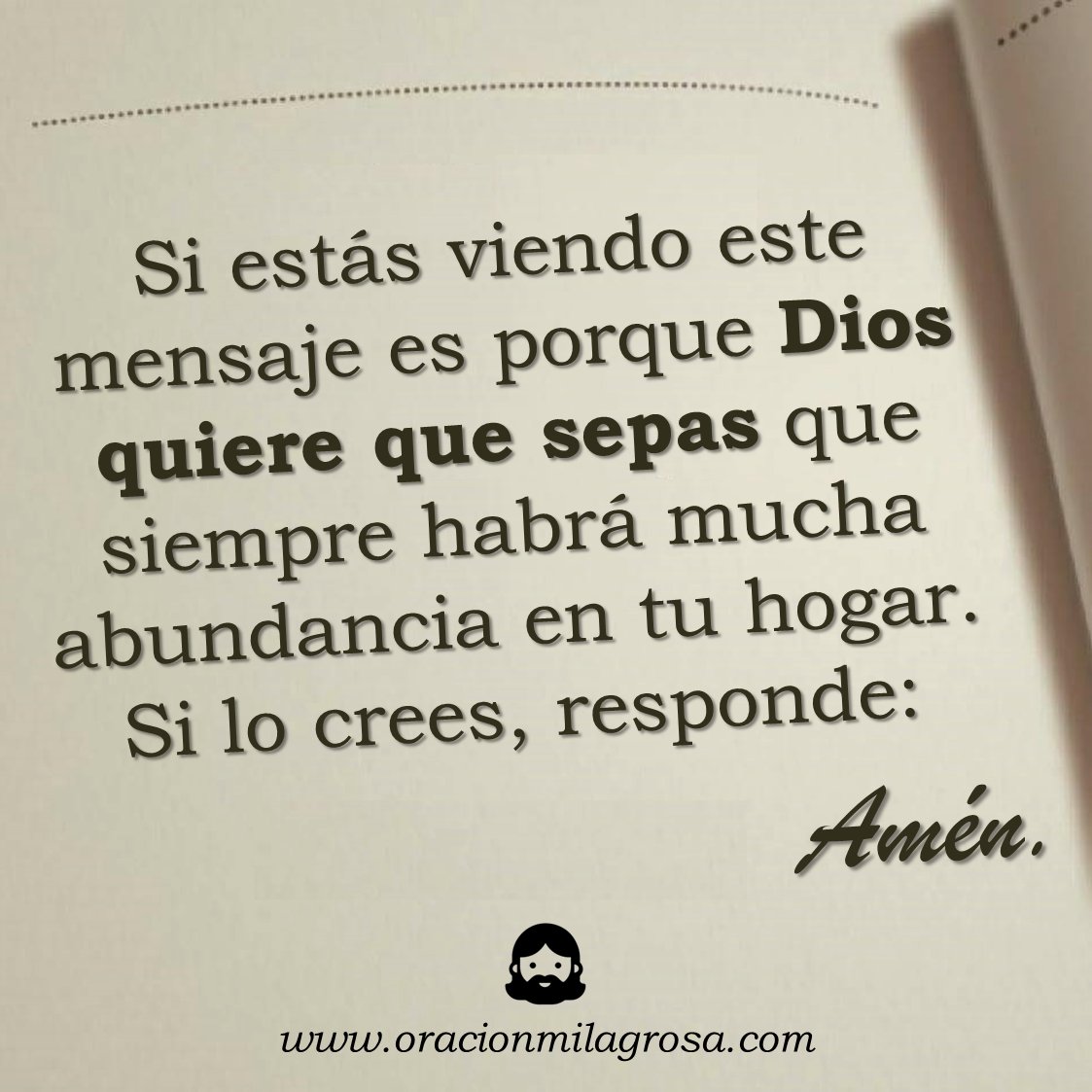 Tus alacenas estarán siempre llenas en el nombre de Dios, Amén.
