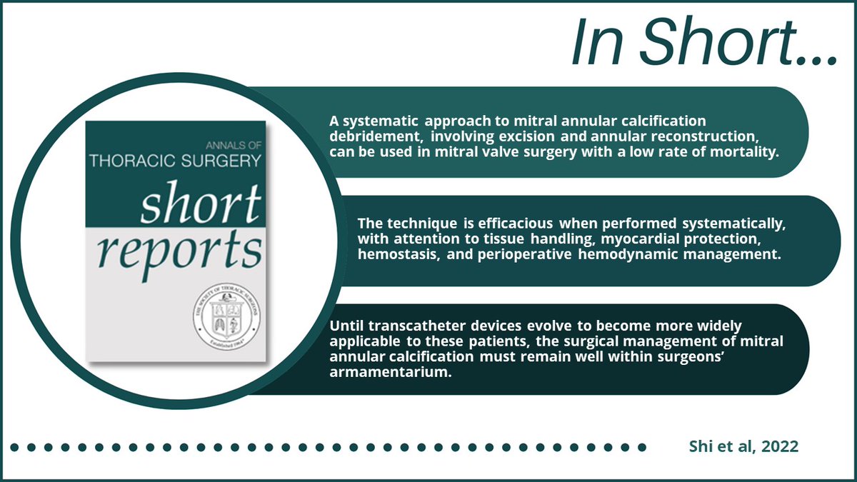 annals_short's tweet photo. .@WilliamShiMD et al find a systematic approach to MAC debridement, involving excision of the entire calcium bar &amp; annular reconstruction, can be used in patients undergoing either isolated or combined complex mitral valve surgery. Read more: https://t.co/urbp3sezEA #OpenAccess https://t.co/gC548ppKbc