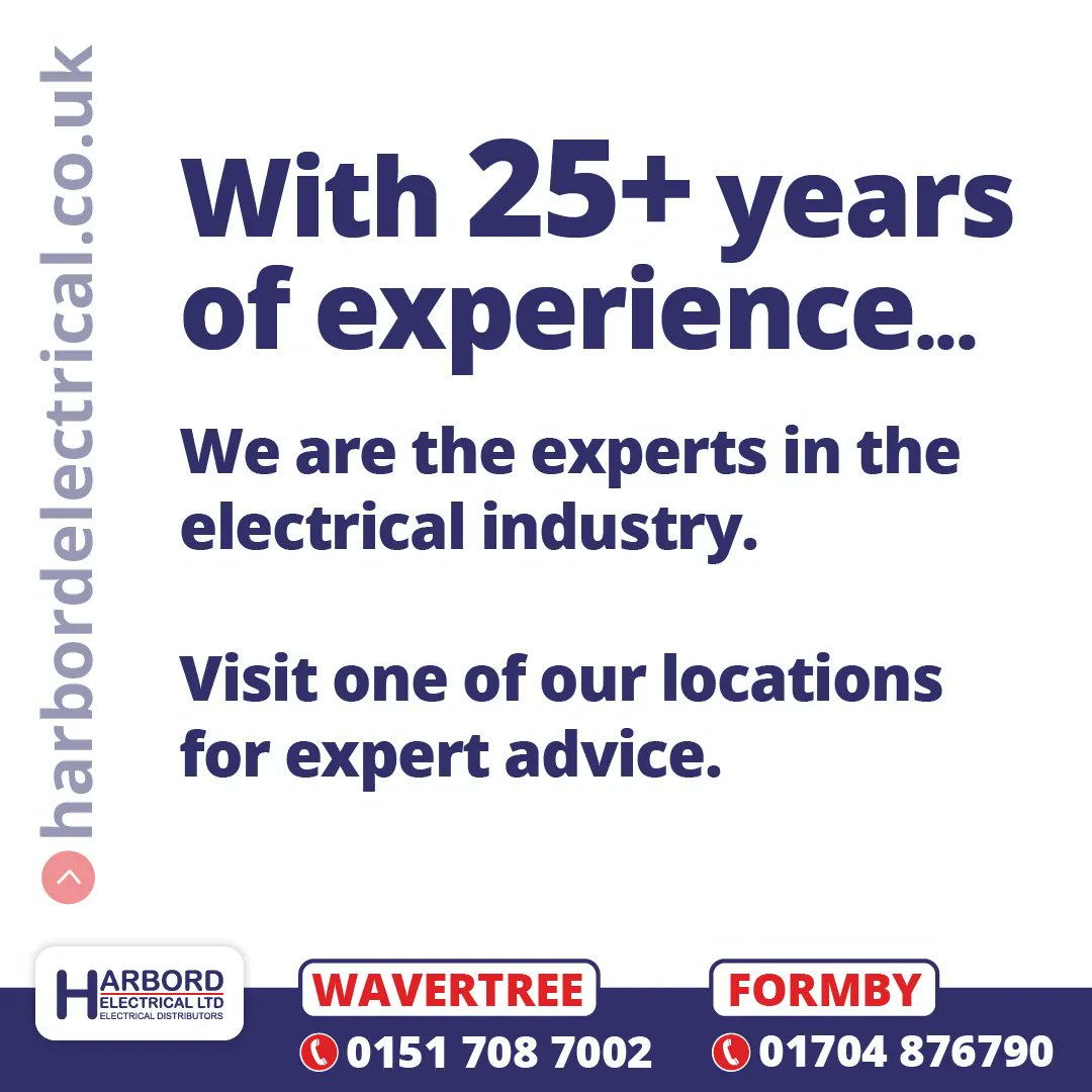 HarbordLtd's tweet image. With 25+ years of experience, we are experts in the electrical industry.

Whether you're a DIY enthusiast or a professional electrician, we've got the perfect products/solutions for you!

#ElectricalExperts #25YearsExperience #electricalwholesalersliverpool #lightingliverpool