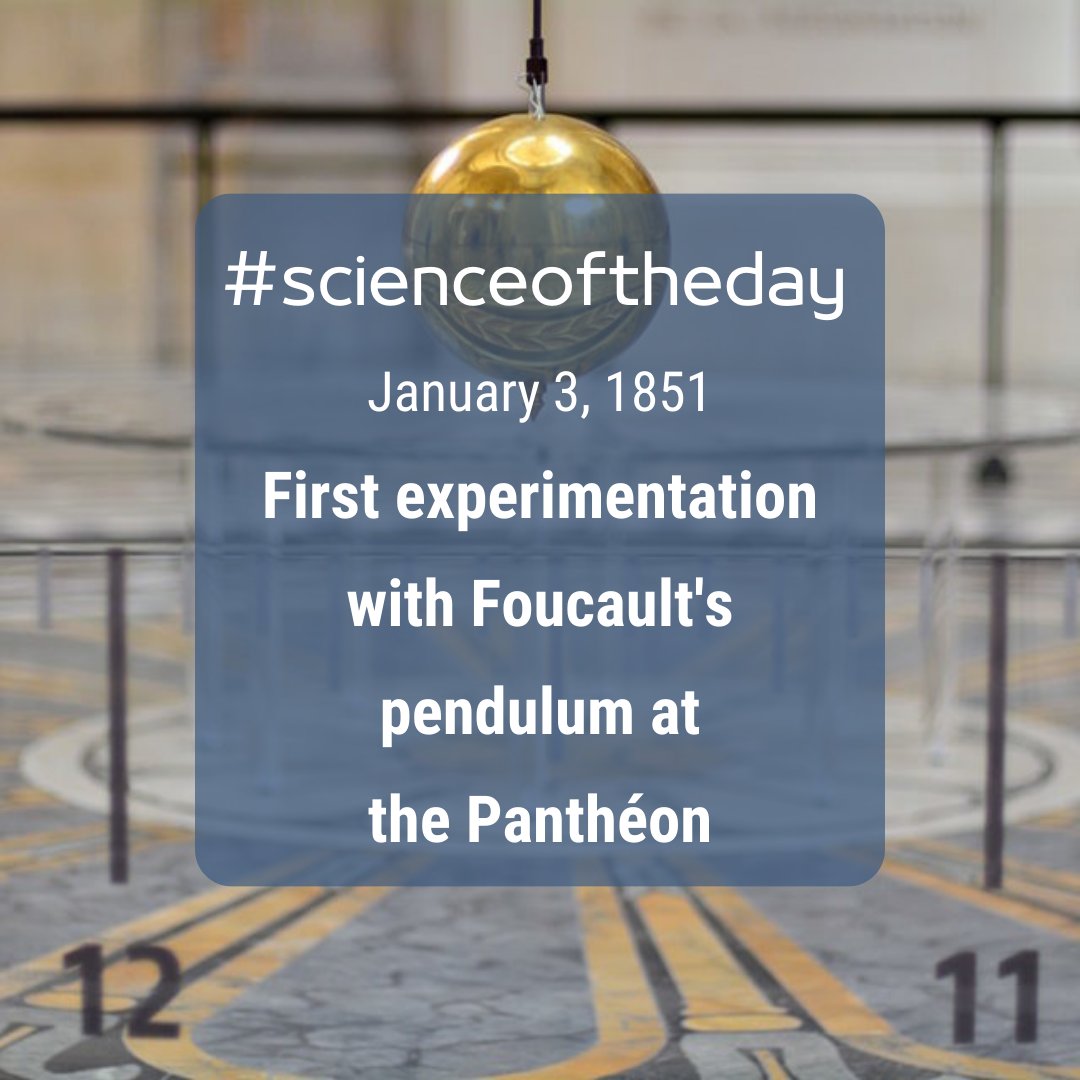 January 03, 1851 ⏳ First experiment of the Foucault pendulum at the Pantheon. Léon Foucault demonstrates Earth's rotation using a metal sphere suspended by a steel wire. #FoucaultPendulum #Earth