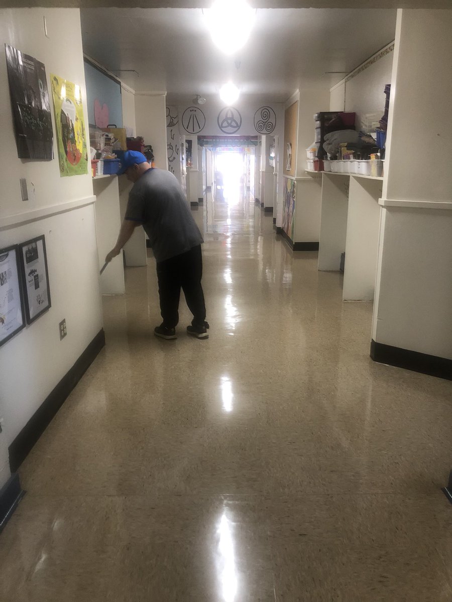 Thank you Mr. C for all your hard work and diligence in getting our school ready for students and staff. Look at those floors shine!!