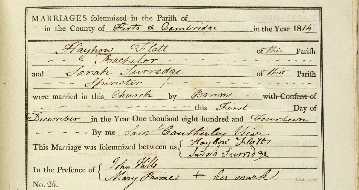 HertsArchives's tweet image. Todays unusual name from a parish register is... Hayhow Flatt. He got married in #Royston on 1st December 1814. Have you come across this name in your family history research before? [DP/87/1/10]

#FamilyHistoryFriday #History #Archives #UnusualNames