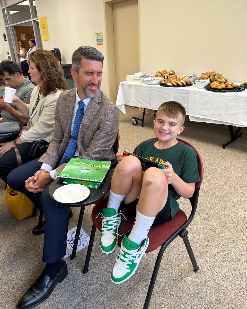 Faculty Convocation happening now on the Lodi campus! 📚 Dr. Blanchard and his son listen to lots of good news from Dr. Mihlon! 

____
#felicianuniversity #facultyconvocation #fallsemester