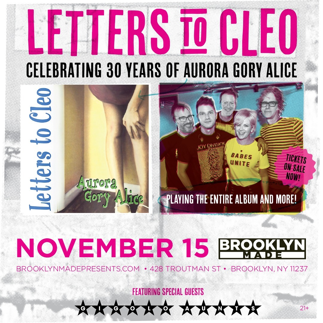 💌 ON SALE NOW 💌 🎶 Join us in celebrating @LettersToCleo's debut album '30 Years of Aurora Gory Alice,' accompanied by the talented Gigolo Aunts on November 15. 🎸 Tickets are on sale now! 🎤🎉 bit.ly/3E6pCEV