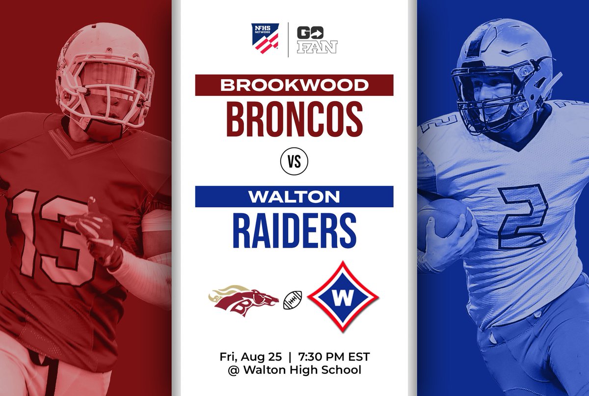 VNN Sports (@officialvnn) on Twitter photo Gameday from Marietta 🎬 7:30 PM EST
<a href="/Bronco_Ftball/">Brookwood Football</a> 🆚 <a href="/WaltonRecruits/">Walton(GA)Recruiting</a>
🎟️ Tickets on <a href="/GoFanHS/">GoFan</a> ⤵️
gofan.co/app/school/GA5…
📺 Stream on <a href="/NFHSNetwork/">NFHS Network</a> ⤵️
nfhsnetwork.com/events/walton-… Gameday from Marietta 🎬 7:30 PM EST
<a href="/Bronco_Ftball/">Brookwood Football</a> 🆚 <a href="/WaltonRecruits/">Walton(GA)Recruiting</a>
🎟️ Tickets on <a href="/GoFanHS/">GoFan</a> ⤵️
gofan.co/app/school/GA5…
📺 Stream on <a href="/NFHSNetwork/">NFHS Network</a> ⤵️
nfhsnetwork.com/events/walton-…