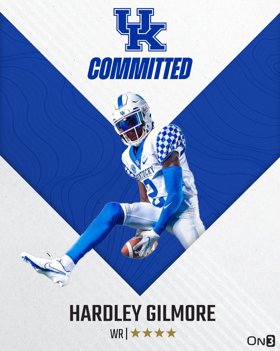 🚨BREAKING🚨 4-star WR Hardley Gilmore has committed to Kentucky🔵⚪️ Read: on3.com/college/kentuc…