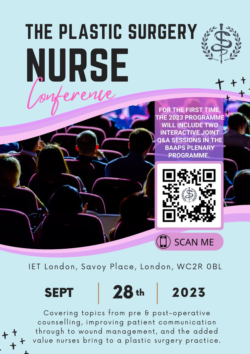 Click here to view the full programme & register for the Nurse Conference at #BAAPS2023 on 28 September! @sprintymcginty baaps.org.uk/annual_meeting…