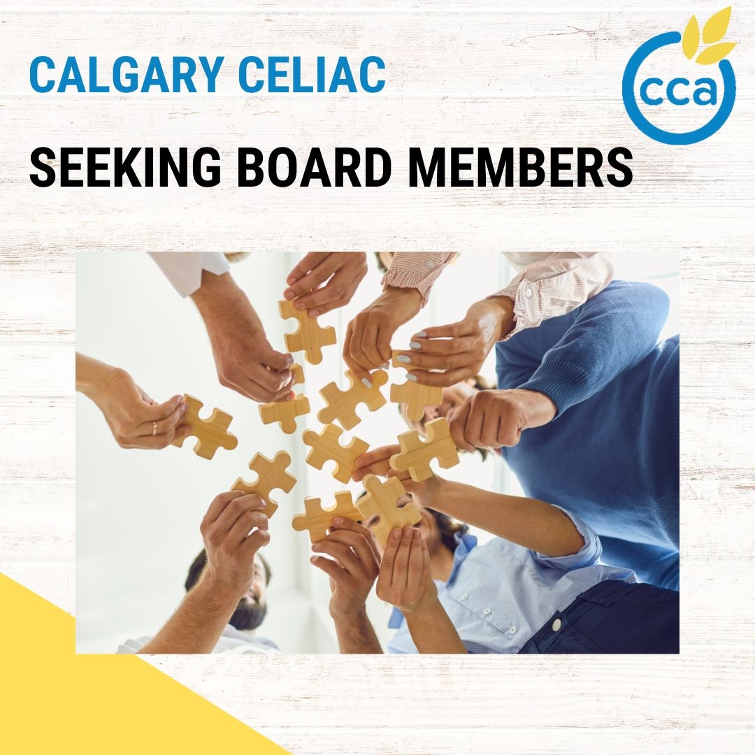 Calgary Celiac (@calgaryceliac) on Twitter photo Seeking Volunteer Board Members with experience in the areas of communications, finance, fundraising, teaching, nutrition, medical/healthcare or grant writing.
Email info@calgaryceliac.ca to find out more.
#celiac #celiacdisease #celiacawareness #calgaryceliac #glutenfree Seeking Volunteer Board Members with experience in the areas of communications, finance, fundraising, teaching, nutrition, medical/healthcare or grant writing.
Email info@calgaryceliac.ca to find out more.
#celiac #celiacdisease #celiacawareness #calgaryceliac #glutenfree