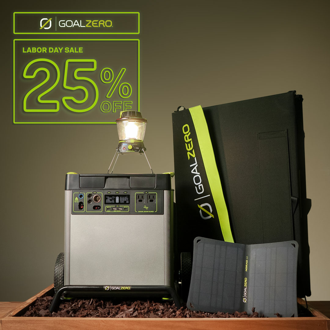 GoalZero's tweet image. Summer may be winding down, but that doesn’t mean you have to. Stock up on supplies for more adventures during our Labor Day Sale! Now through September 4th, you can save up to 25% on solar panels, power stations, and lights!

#poweredbyGoalZero #LaborDaySale #Sale #goalzero