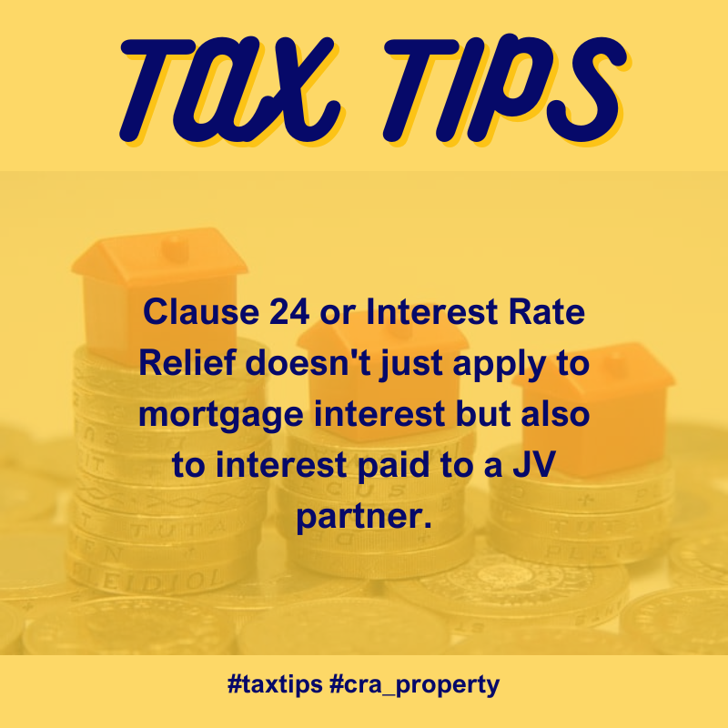 CRA_Property's tweet photo. Clause 24 or Interest Rate Relief doesn't just apply to mortgage interest but also to interest paid to a JV partner.

#taxtips #propertyinvestor #expertteam #accountant #cra_property #clause24 #interestraterelief https://t.co/uPCxcYOUK1