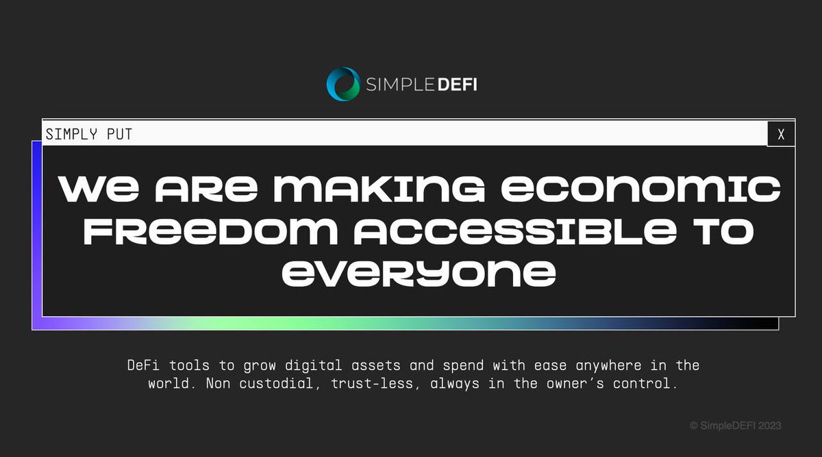 Unlock endless possibilities with $EASY, the powerhouse behind SimpleDEFI Ecosystem. 

🌐 Join us as we revolutionize DeFi and seize the boundless potential of $EASY! 💰 #EASYToken #SimpleDEFI