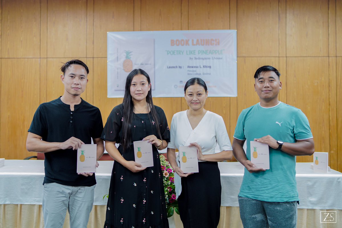 HewasaK's tweet photo. Congratulations to our alumna Sedenguno Lhousa (MA Eng batch of 2022) on the release of “Poetry Like Pineapple”
Touched to meet other alumni and the Founders’ acquaintance known through their Human Rights work, Zapuvisie Lhousa. Thank you for the books. https://t.co/RMTt3sF7Ds