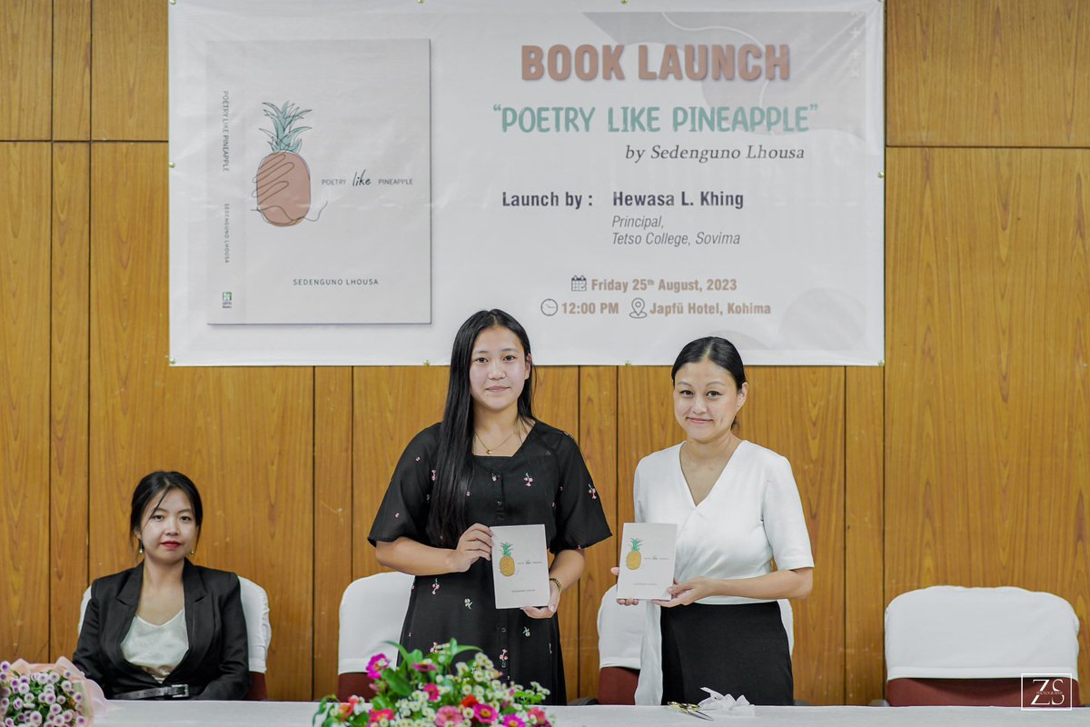 HewasaK's tweet photo. Congratulations to our alumna Sedenguno Lhousa (MA Eng batch of 2022) on the release of “Poetry Like Pineapple”
Touched to meet other alumni and the Founders’ acquaintance known through their Human Rights work, Zapuvisie Lhousa. Thank you for the books. https://t.co/RMTt3sF7Ds