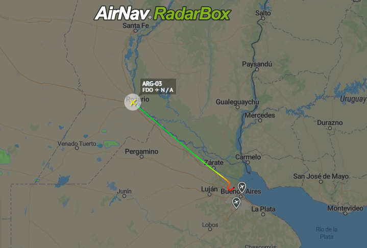 Modo_S_'s tweet photo. 👉@SergioMassa rumbo a Córdoba 
🛰️Learjet 60 #ARG03 (Agrupación Aérea Presidencial) FDO-COR USD 3.000 https://t.co/s9sgCrtVmq