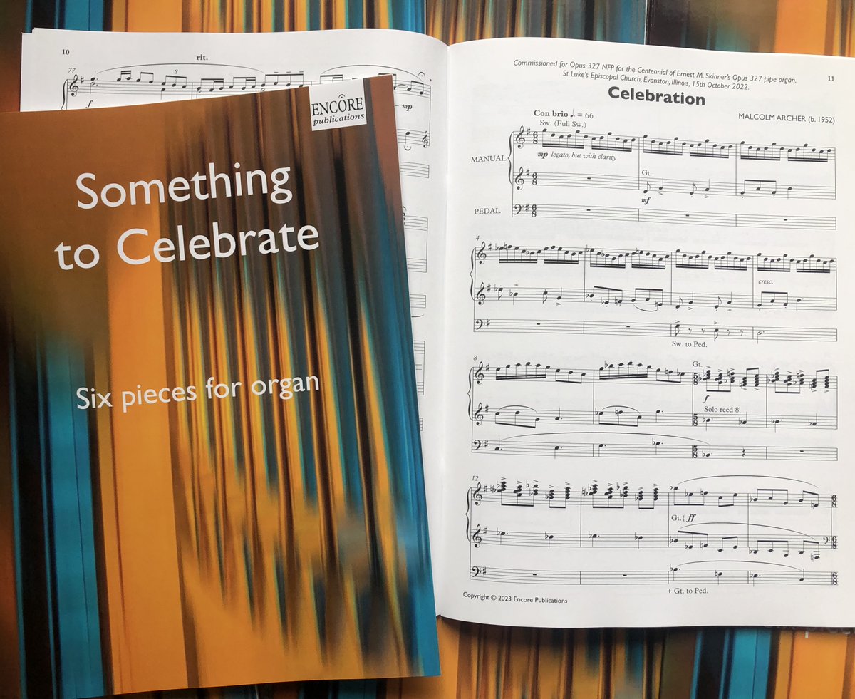 Something to Celebrate, a new anthology of six pieces for organ, illustrating richness and diversity in writing for the instrument with works by @mjr_organist, <a href="/EBersweden/">Esther Bersweden</a>, <a href="/MalcolmArcher52/">Malcolm Archer</a>, David Pritchard, Philip Moore, &amp; <a href="/AliWillisMusic/">Alison Willis</a>. Preview pages: bit.ly/3YMVoQV