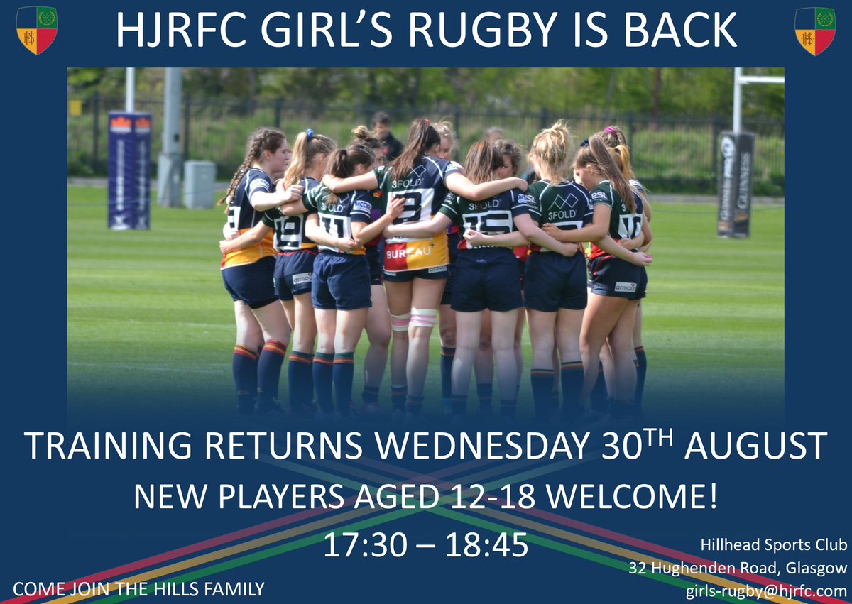 Hills Womens Rugby (@hilljillsrugby) on Twitter photo Girls training returns next Wednesday evening, all abilities welcome!
Drop girls-rugby@hjrfc.com a message if you have any questions!
๐๐๐โค๏ธ Girls training returns next Wednesday evening, all abilities welcome!
Drop girls-rugby@hjrfc.com a message if you have any questions!
๐๐๐โค๏ธ