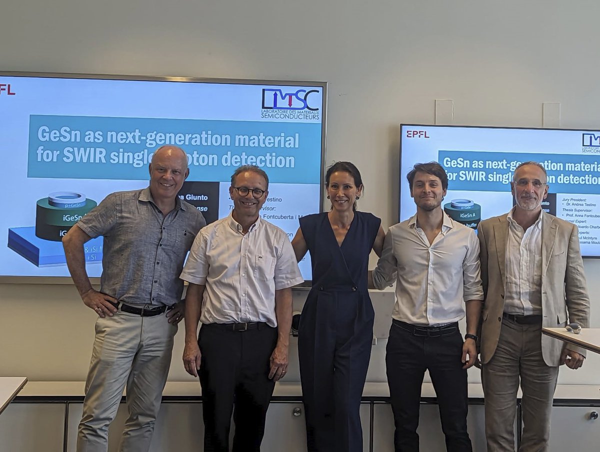 Anna Fontcuberta i Morral (@i_morral) on Twitter photo Congratulations <a href="/andrea_giunto/">Andrea Giunto</a> for the fantastic defense and mostly for the advancement on GeSn as an SWIR CMOS compatible earth abundant material for single photon detection <a href="/Materials_EPFL/">Materials Science & Engineering @EPFL</a> <a href="/QSECenter_EPFL/">EPFL Center for Quantum Science & Engineering</a> 💪👏 Congratulations <a href="/andrea_giunto/">Andrea Giunto</a> for the fantastic defense and mostly for the advancement on GeSn as an SWIR CMOS compatible earth abundant material for single photon detection <a href="/Materials_EPFL/">Materials Science & Engineering @EPFL</a> <a href="/QSECenter_EPFL/">EPFL Center for Quantum Science & Engineering</a> 💪👏