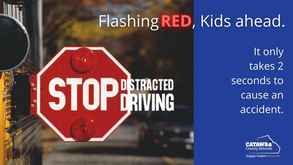 Our buses will be rolling starting Monday, August 28th. Please help us get all our students safely to and from school. DON'T DRIVE DISTRACTED!
For complete bus safety rules, visit ncdps.gov/dps-services/s…