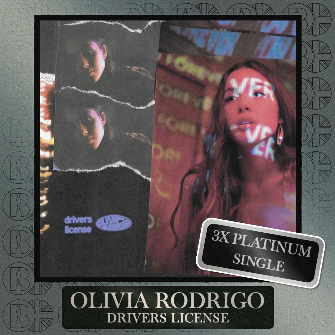 chartsdrigo's tweet photo. .@OliviaRodrigo’s “drivers license” (3X) is now her most-certified song in the UK, tying with “good 4 u.” The song has now sold 1.80M units in the country alone. https://t.co/2AH1Zhe3XD