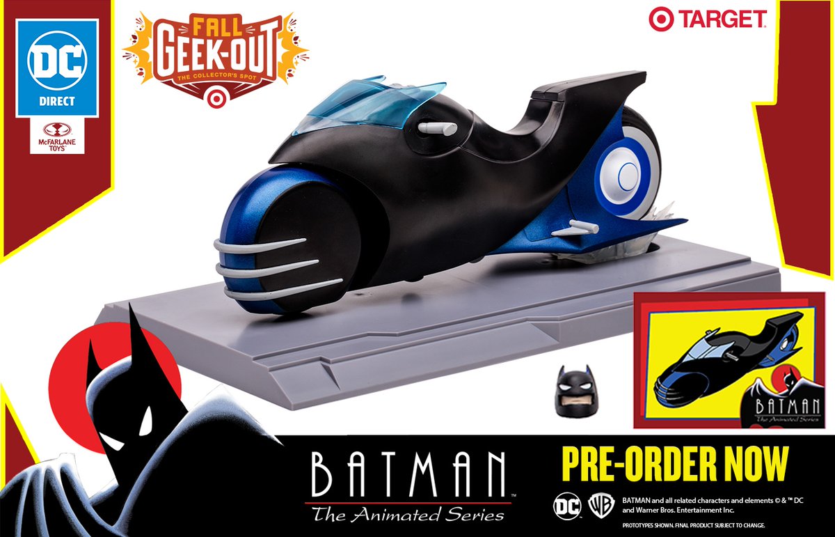 mcfarlanetoys's tweet image. The Batcycle™ from Batman: The Animated Series is available for pre-order NOW exclusively at @Target for their Fall Geek-Out event!
➡️ bit.ly/BatcycleBTAS-T…

#McFarlaneToys #Batman #Batcycle #DCDirect #BTAS #Target #TargetFallGeekOut

*Batman Figure Sold Separately.