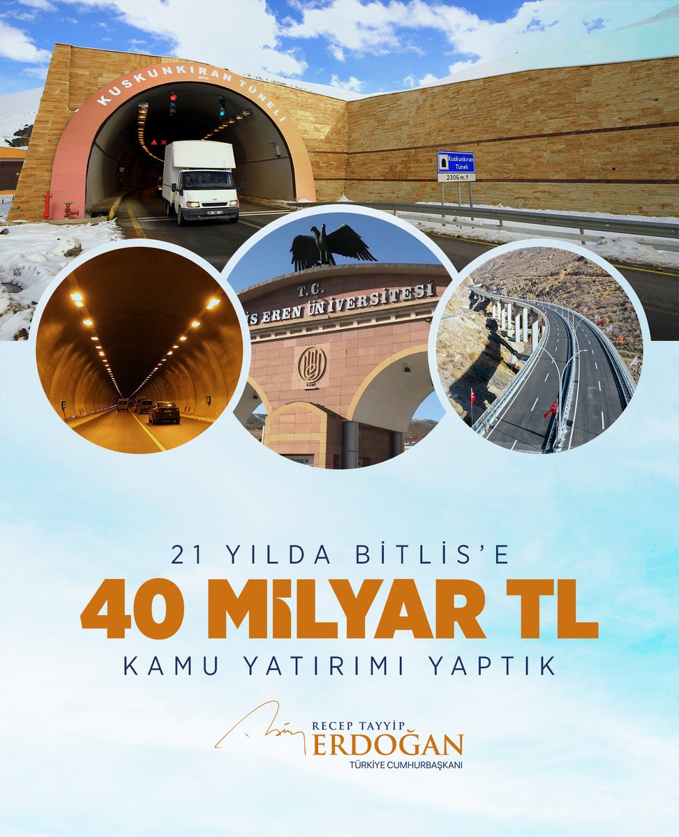 Son 21 yılda Bitlis’e toplam 40 milyar lira tutarında kamu yatırımı yaptık. Bitlis’in de içinde yer aldığı bölgemiz terör tehdidinden kurtuldukça yeni yatırımlar gelecek, kalkınma hamlesi daha da hızlanacaktır.