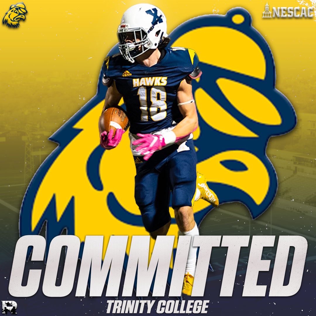 Excited to announce my commitment to the admissions process at Trinity College. Thank you to my family, friends, and coaches that have helped me along the way! #RollBants @TrinCollFB @CoachDevanney @coachmelnitsky @XBHS_Football