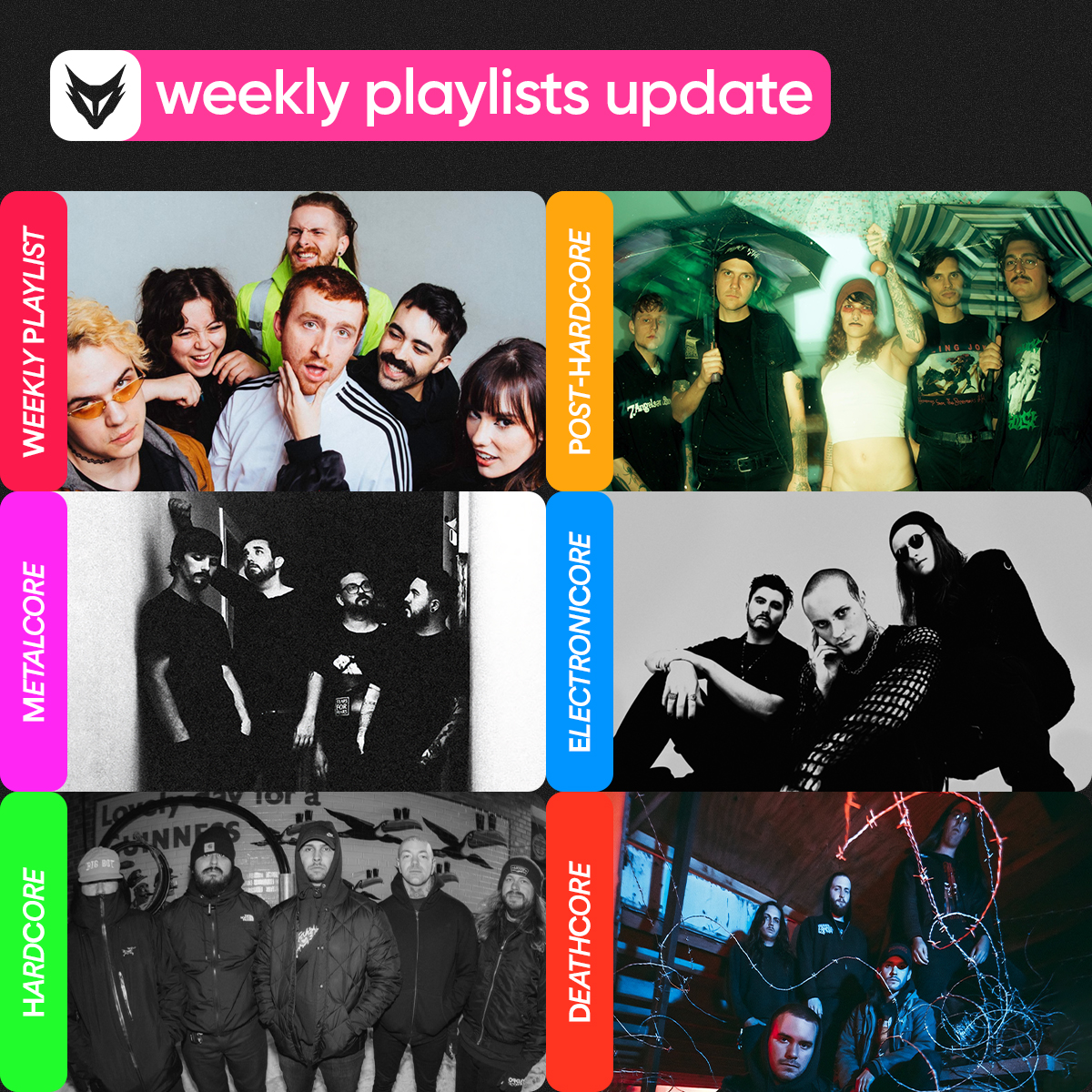 FOXCOREisdead's tweet photo. // Friday playlists update!
https://t.co/KHll3Rjn9c
weekly: @callousdaoboys
phc: @syscband
mc: @lowheavenband
ec: #Mirrorcell
hc: @serrationhc
dc: @GRAVEVIEWFL https://t.co/Ffty7rydgx