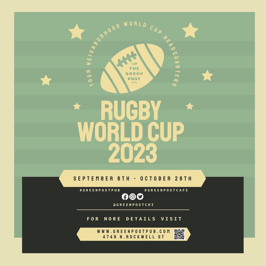 .@rugbyworldcup is around the corner! Make The Green Post ur #WorldCup HQ! 9-8 thru 10/28. Showing matches televised during reg biz hours. Head to the sports page on our website 4 full schedule > greenpostpub.com/sports-calenda… #lincolnsquare #rugby #rugbyworldcup #rugbylife