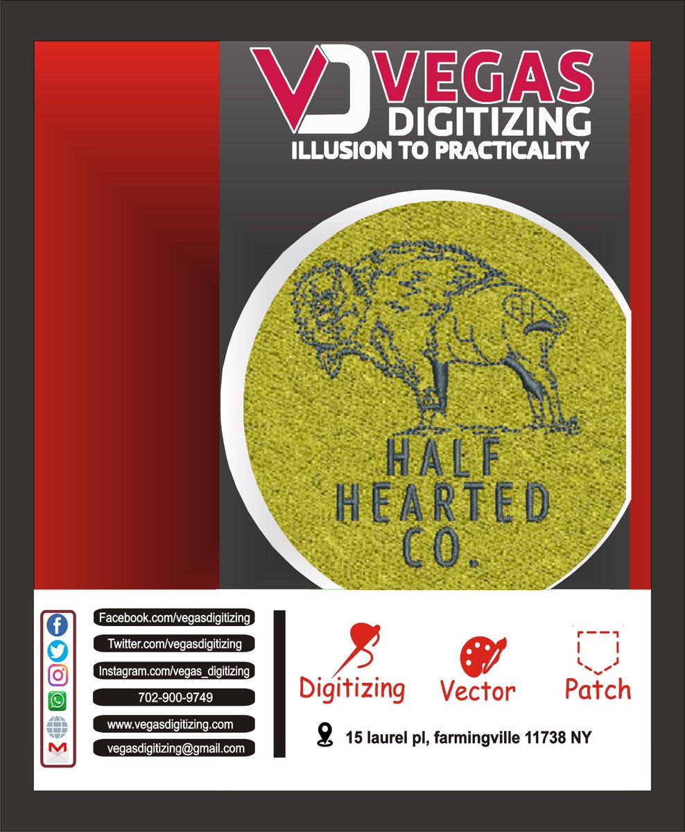 VegasDigitizing's tweet image. Get digitized your ideas into reality with our experts.

#Hat #Cap #Leftchest #Pocket #Polo #Sweatshirt #Jacket #Bag #Patch #Applique #3Dpuff #Hoodie
#vegasdigitizing #artwork #embroidery #usa #digitizing #designing #graphics #art #highquality #embroidery #digitizer