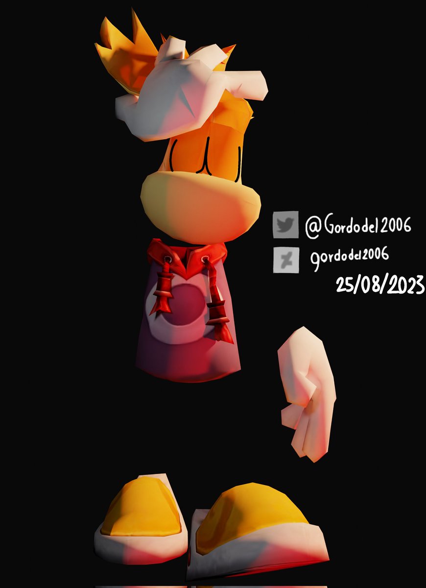 Gordodel2006's tweet photo. I took the inconvenience to recreate this pose in Blender and with the #Rayman3 model. #MarioRabbids #MarioRabbidsSparksofhope #Rayman #RaymanInThePhantomShow #Rayman3HoodlomHavoc #RaymanIsBack #RaymansComeback #Blender #Blender3D #Ubisoft @UbisoftMilan. https://t.co/7si4jOo4Ou