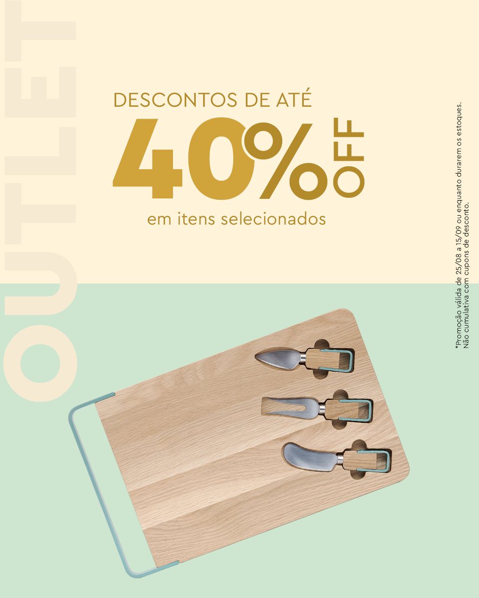 A notícia que você estava esperando! 🤩 A oportunidade perfeita para você adquirir aquele produto que estava desejando chegou: o nosso Outlet. A partir de hoje, você pode aproveitar descontos de até 40% OFF em itens selecionados no nosso site. Não perca essa chance!