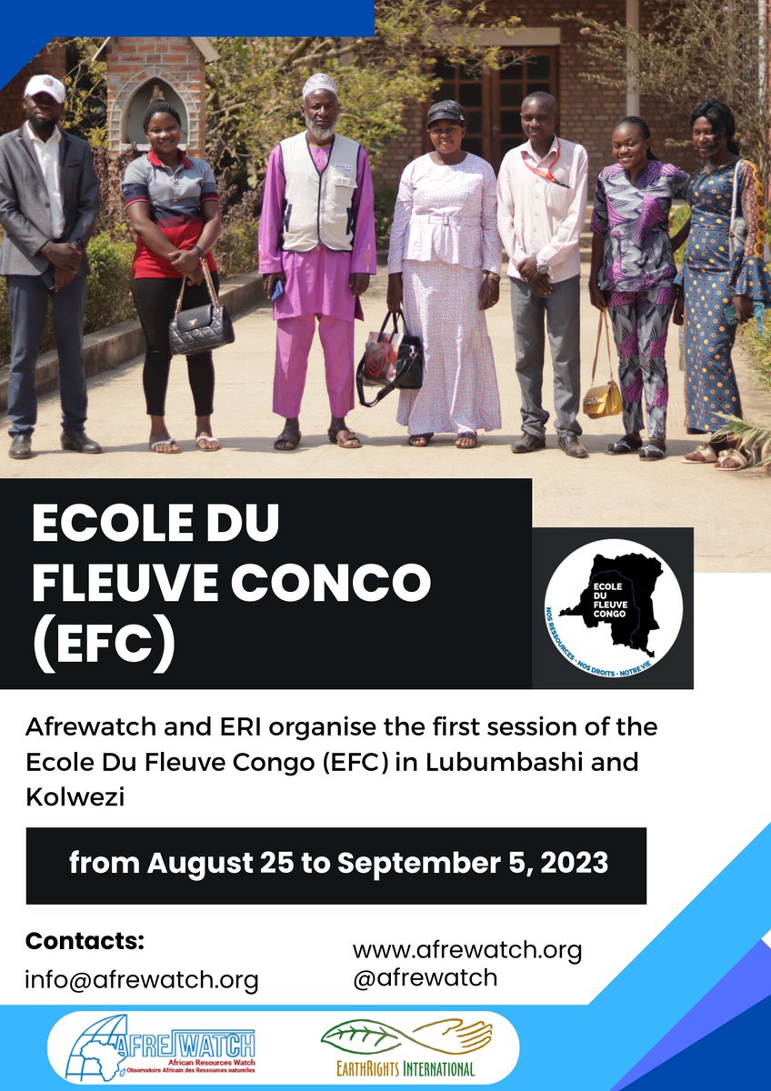 Afrewatch and ERI are organising the first session of the Ecole du Fleuve Congo(EFC) focusing on documentation and advocacy for the protection of human rights. Click here👇for more details afrewatch.org/afrewatch-et-e…