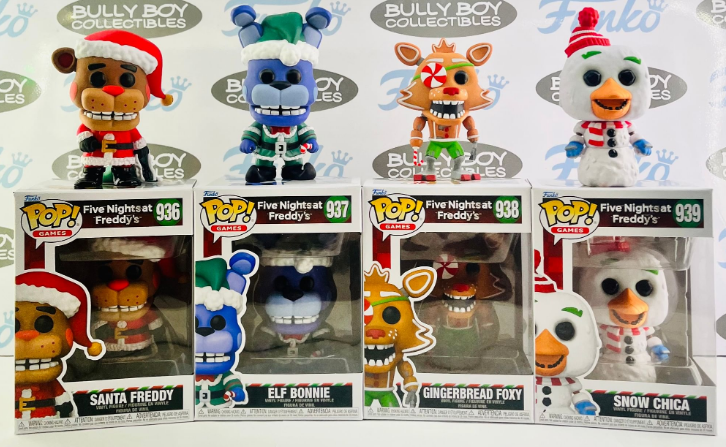 JonnyBlox's tweet photo. New Five Nights at Freddy's merch news!

-T-shirts featuring the FNaF 1 classic animatronics and FNaF 4 Nightmare animatronics are available on Hot Topic's website.
-First in-person look at Funko's Holiday POPS.
-Funko's Photo Negative Glamrock Freddy action figure is now available on their website.

#fnaf #fivenightsatfreddys #funko