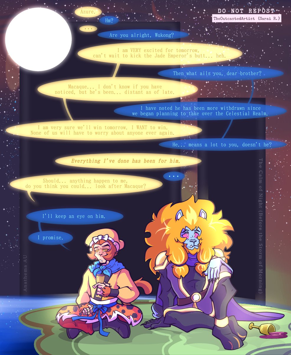 The_Art_Outcast's tweet photo. "The Calm of Night (Before the Storm of Morning)"

Wukong voices concerns to Azure (Implied #shadowpeach 💕
[AnathemaAU]

#LegoMonkieKid #MonkieKid #LMK #legomonkiekidfanart #MonkieKidFanart #LMKfanart #LMKAU #lmksunwukong #SunWukong #AzureLion #MonkeyKing #ArtistOnTwitter https://t.co/LifEYo4QHa