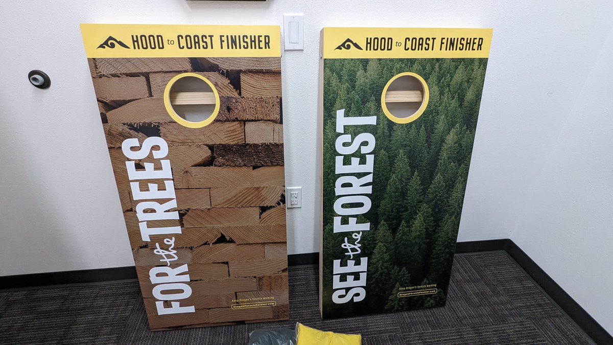 Good luck to all the runners and walkers of Hood to Coast! Look for our display at exchange #35 and a chance to win a set of custom cornhole boards! #hoodtocoast #HTC #htc2023 #forthetrees23